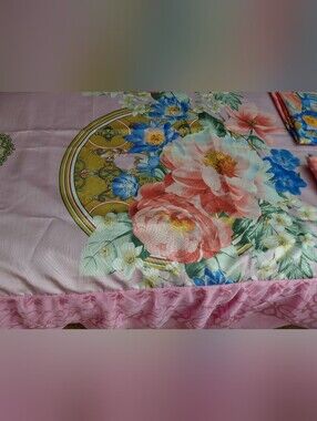 Queen Satin Floral Pink Bedding Duvet Cover And 2 Shams